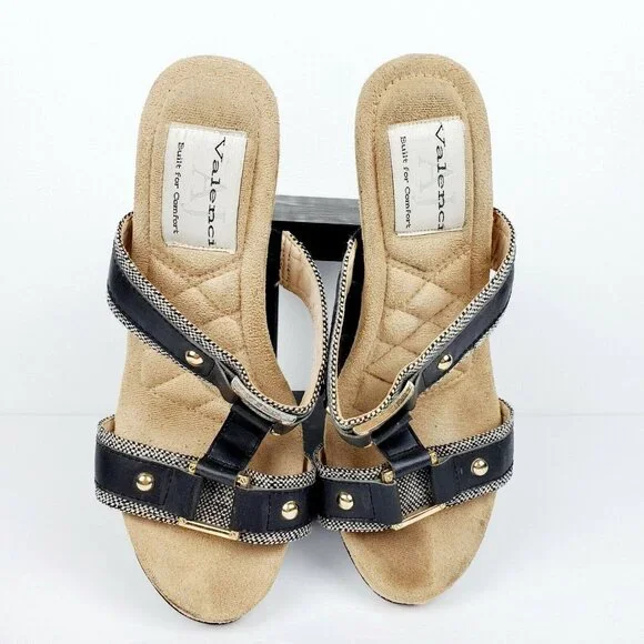 AJ Valenci Women's Black Buckle Wedge Sandals #902752 Sz 7.5M EUC - Picture 4 of 10